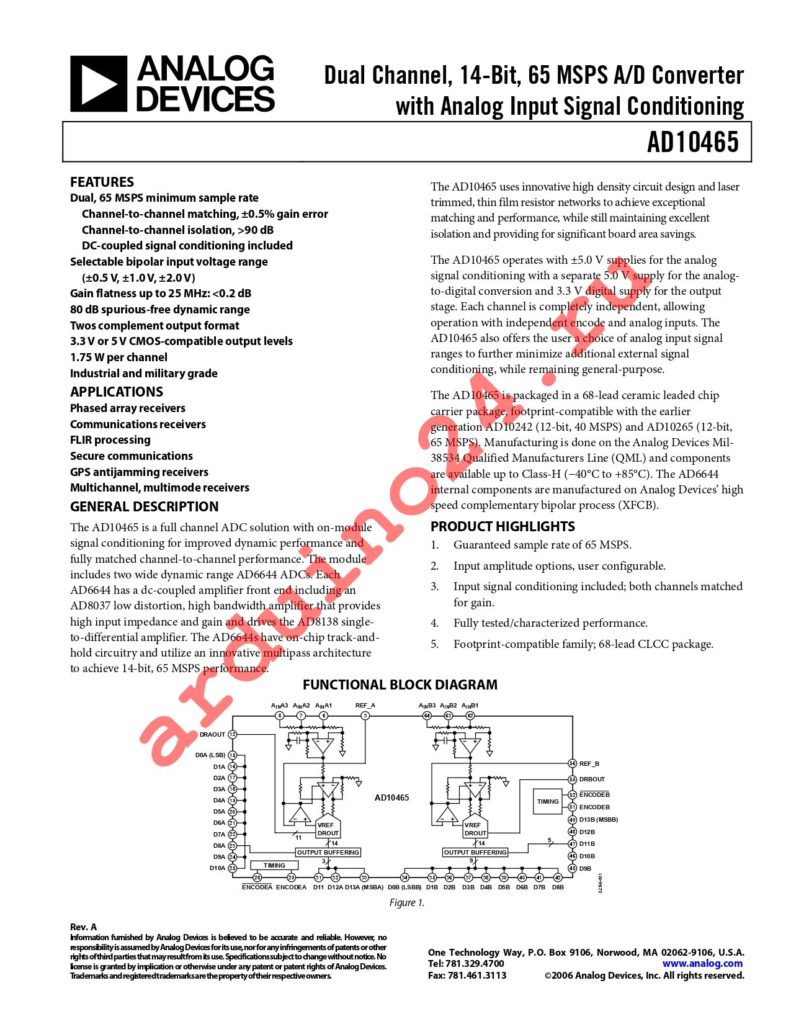 AD10465AZ datasheet