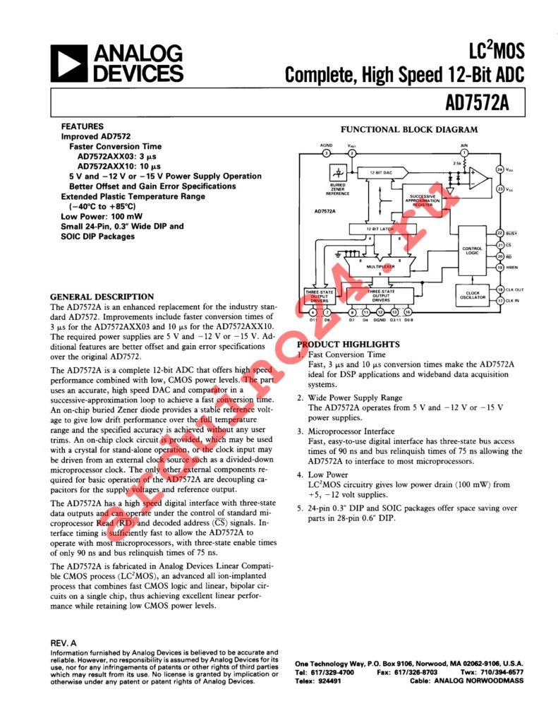 AD7572AAR03-REEL datasheet