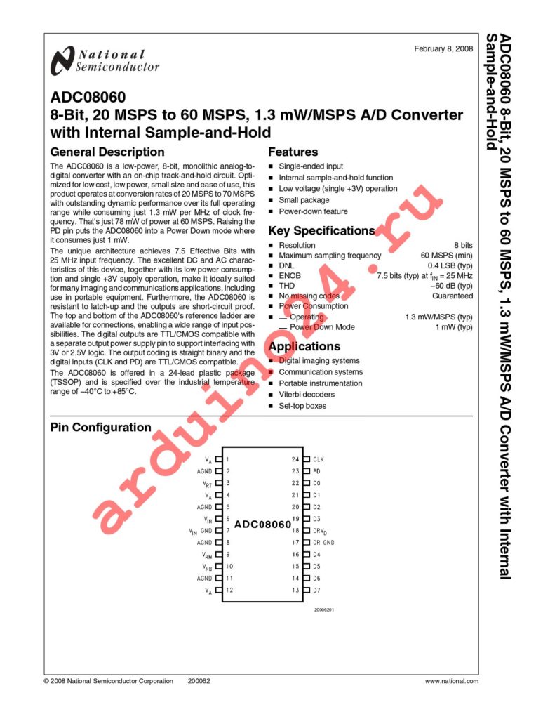 ADC08060CIMTX/NOPB datasheet