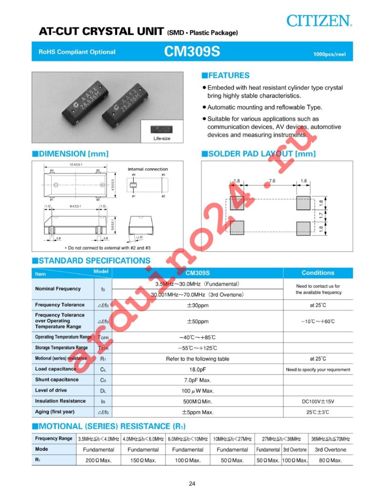 CM309S3.6864MABJTR datasheet