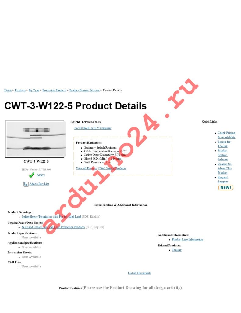 CWT-3-W122-5 datasheet