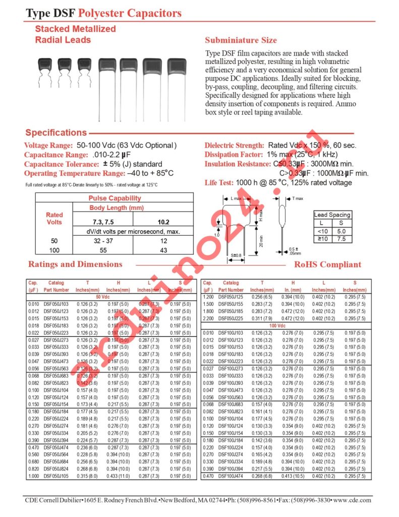 DSF050J393 datasheet