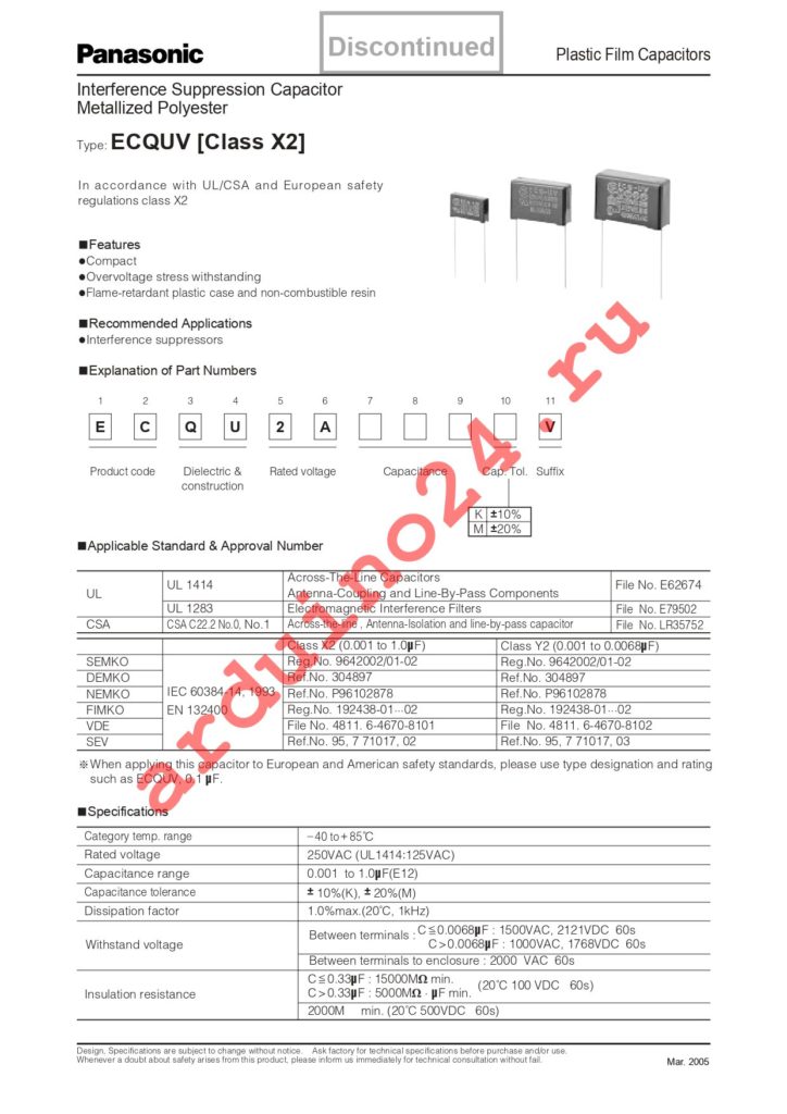 ECQ-U2A103MV datasheet