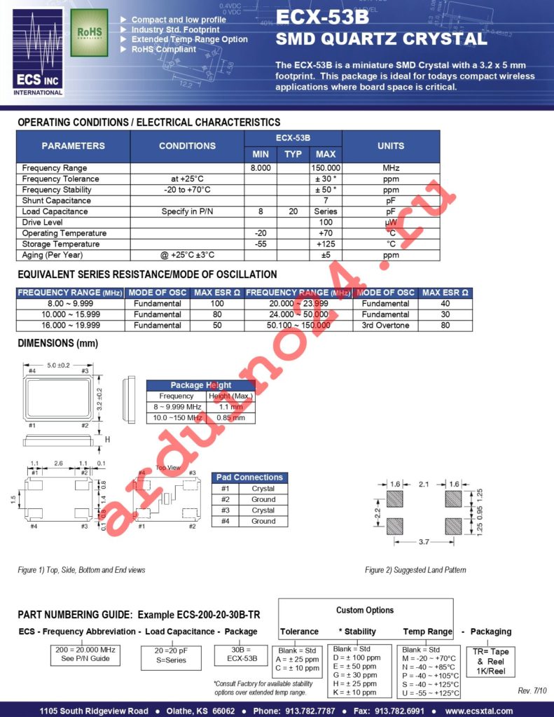 ECS-500-20-30B-TR datasheet