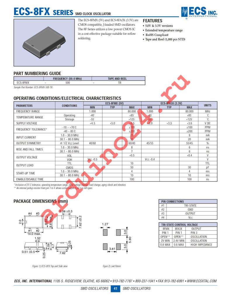 ECS-8FA3X-100-TR datasheet