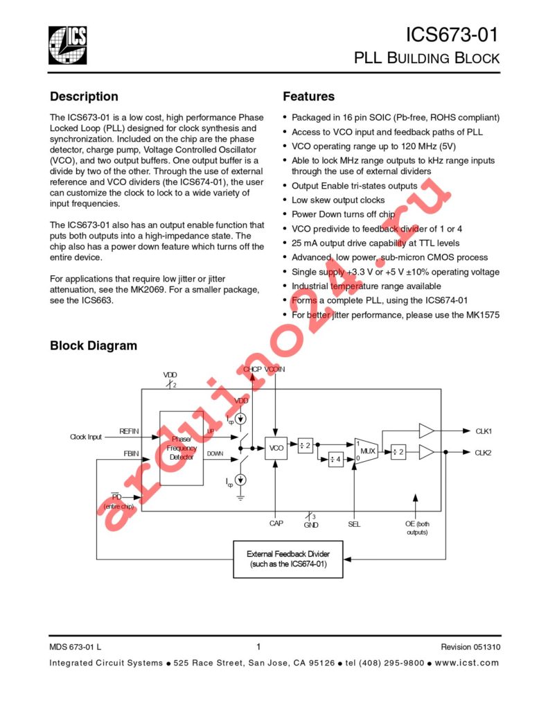 ICS673M-01LFT datasheet