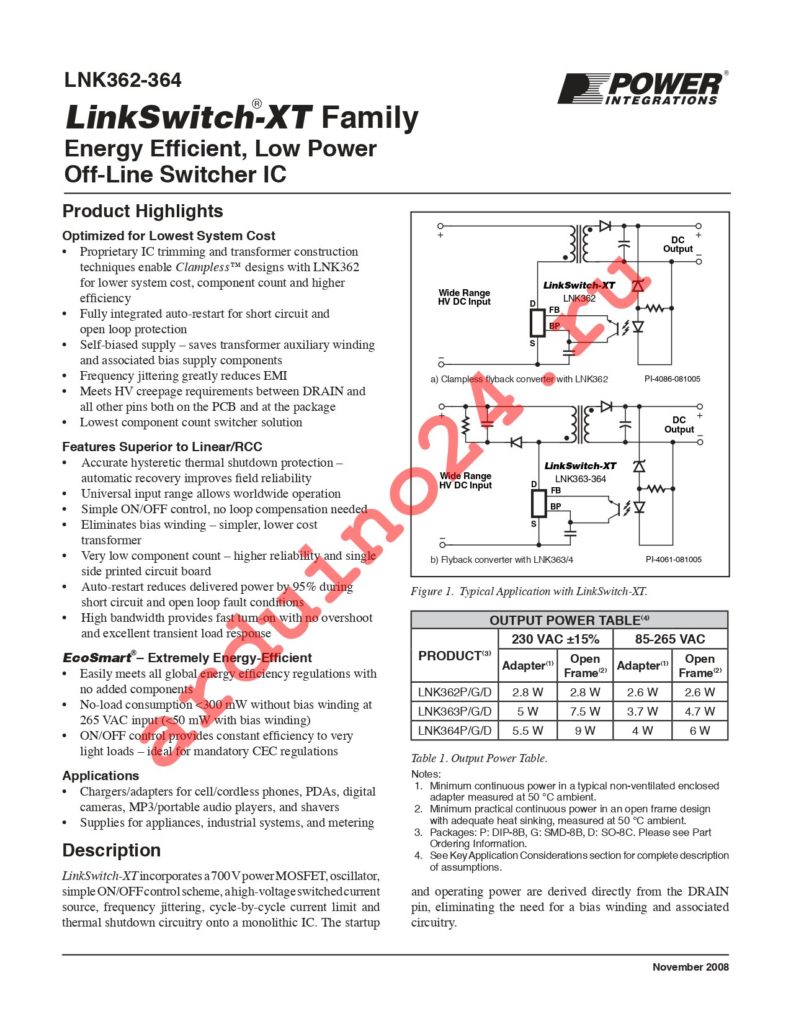 LNK364PG datasheet