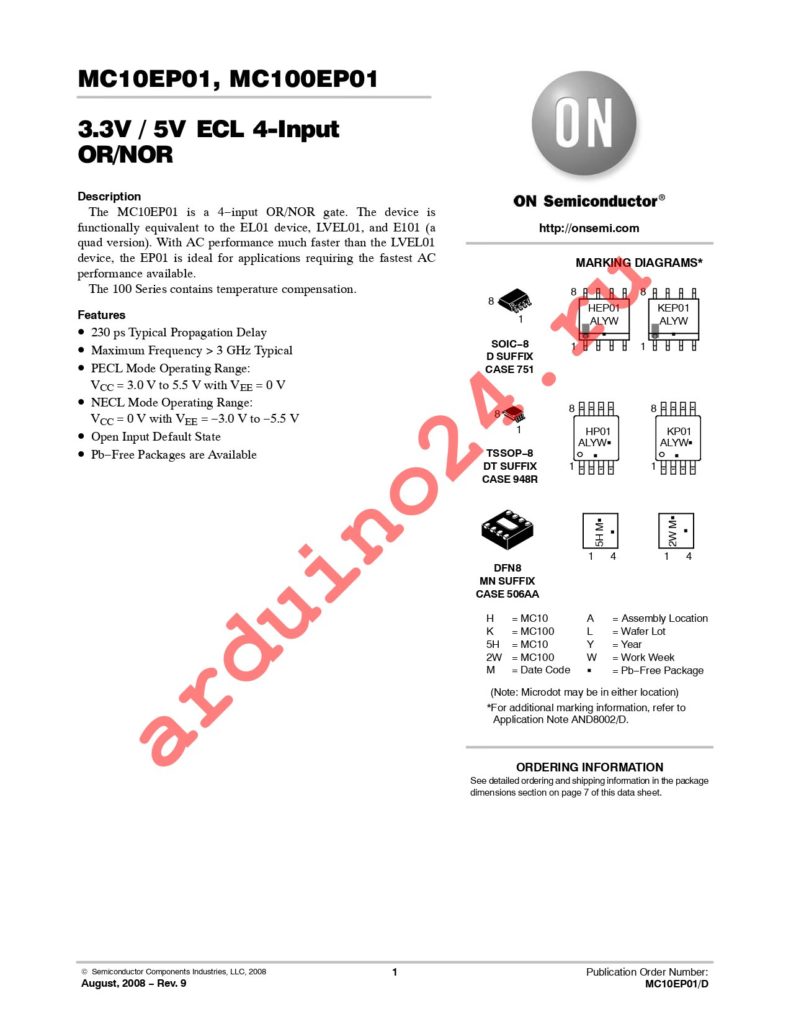 MC100EP01DR2G datasheet