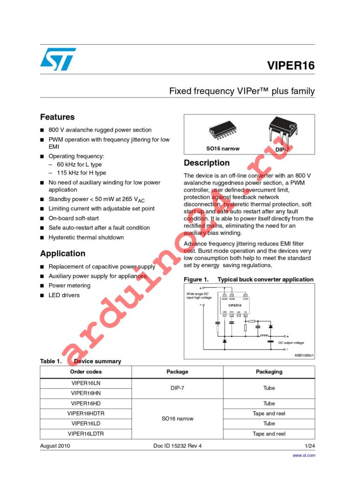 VIPER16LDTR datasheet