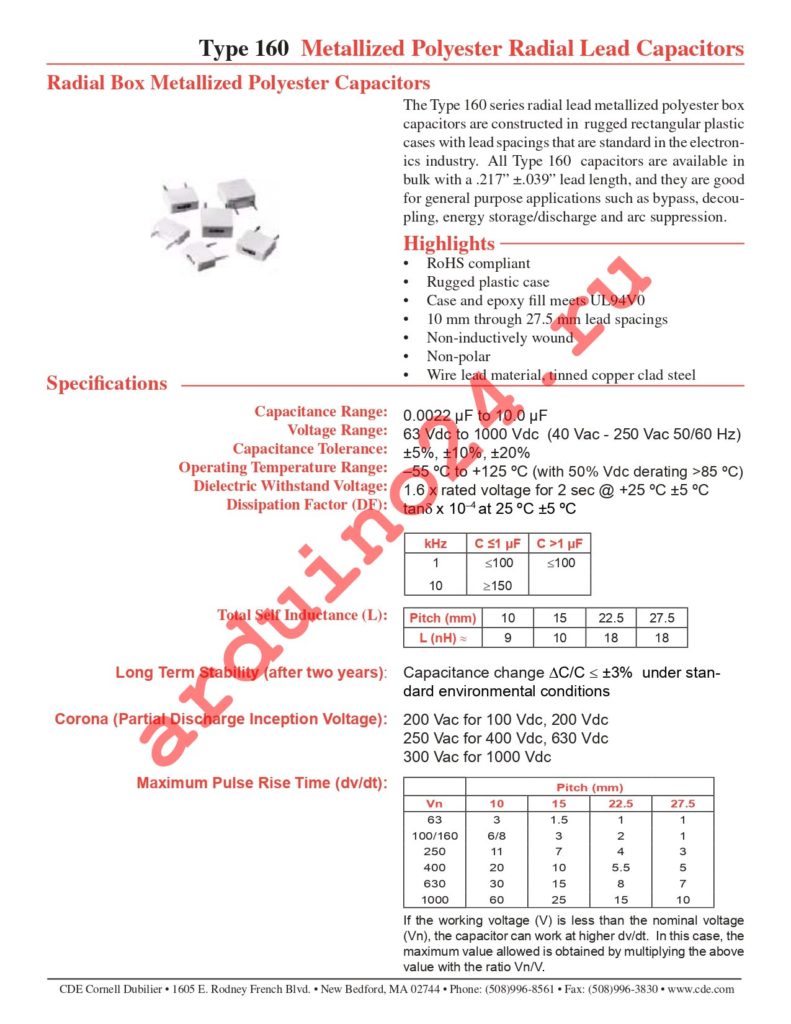 160154K100C-F datasheet