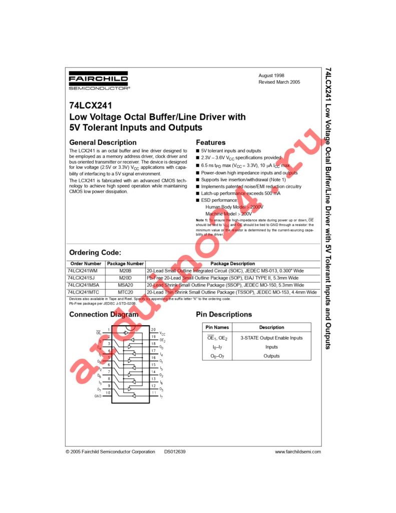 74LCX241MSAX datasheet