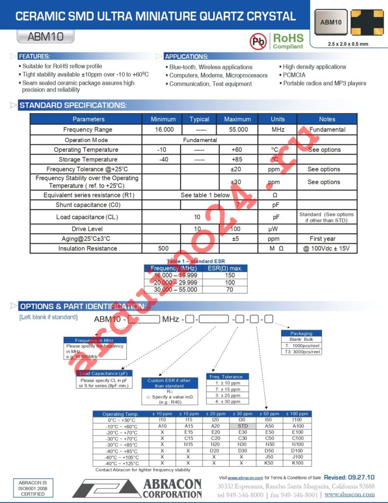ABM10-24.000MHZ-8-7-A15-T datasheet
