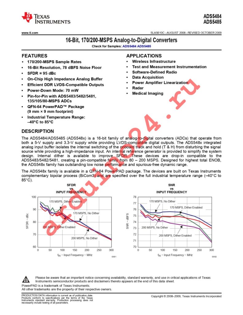 ADS5485IRGCT datasheet