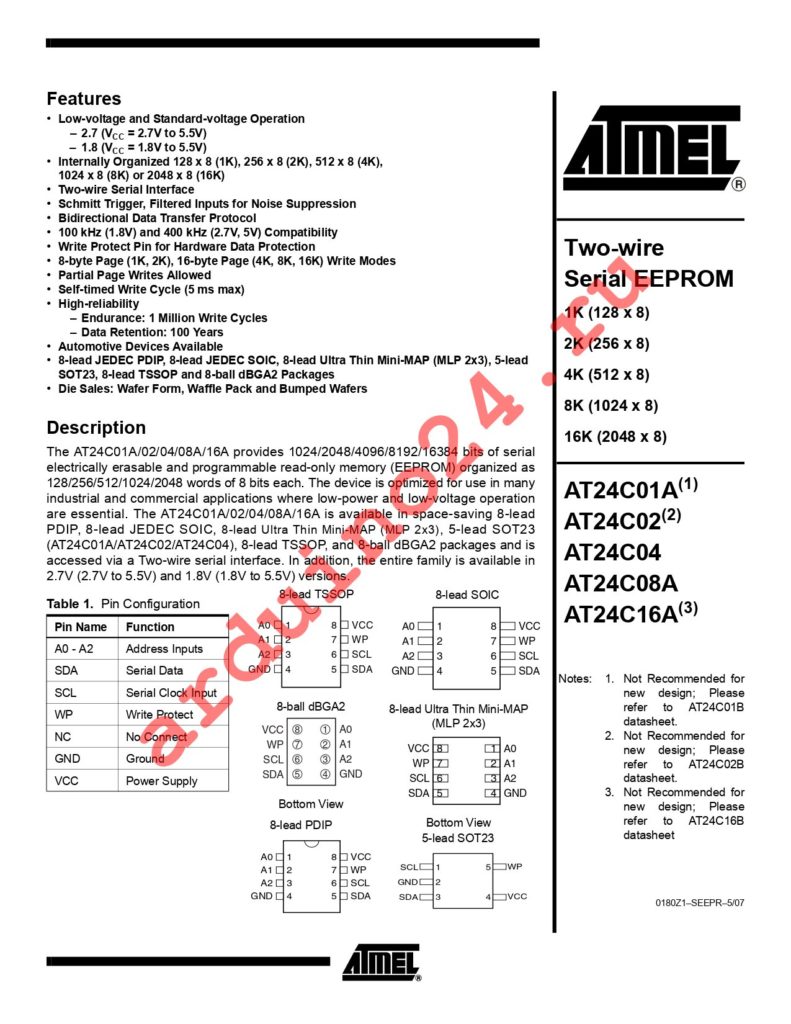 AT24C01A-10PI-1.8 datasheet