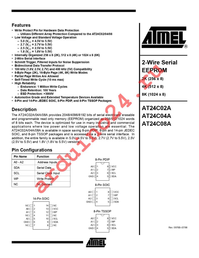 AT24C02A-10PC-1.8 datasheet