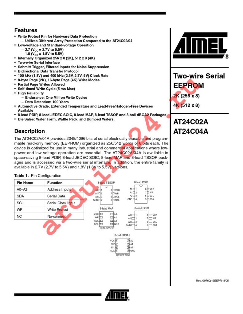 AT24C02A-10PC-2.7 datasheet