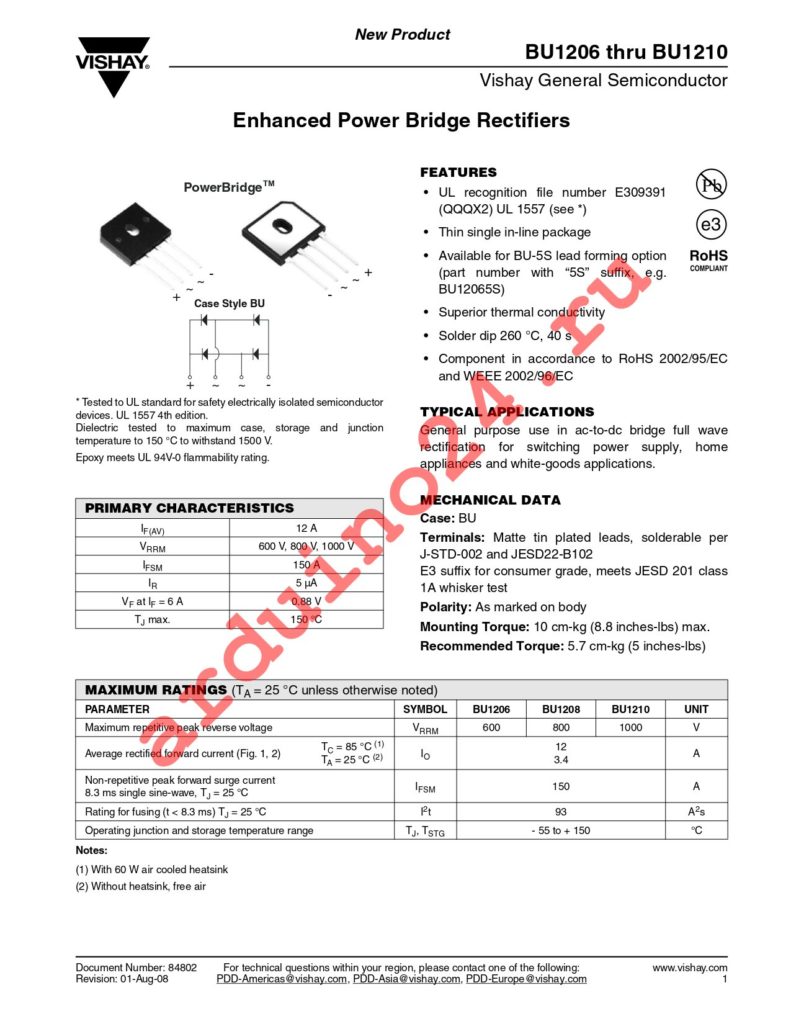 BU1206-E3/45 datasheet