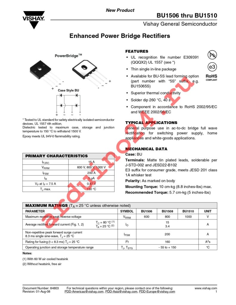 BU15065S-E3/45 datasheet