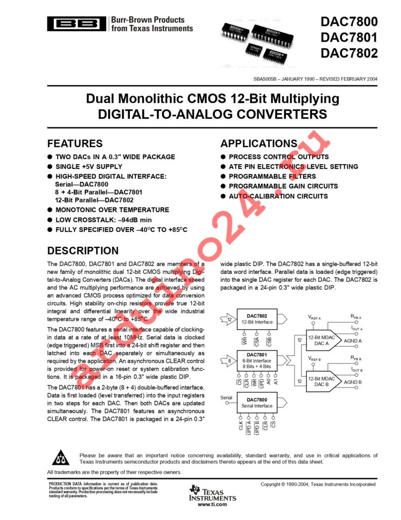 DAC7800LP datasheet