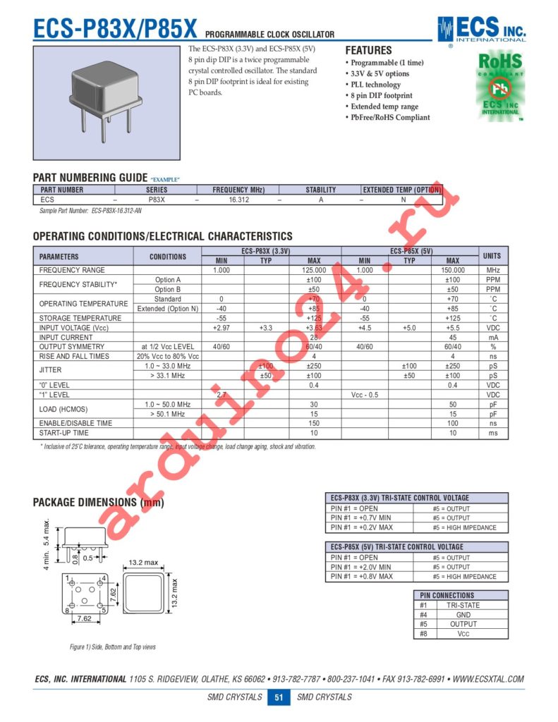 ECS-UPO-8PINX datasheet