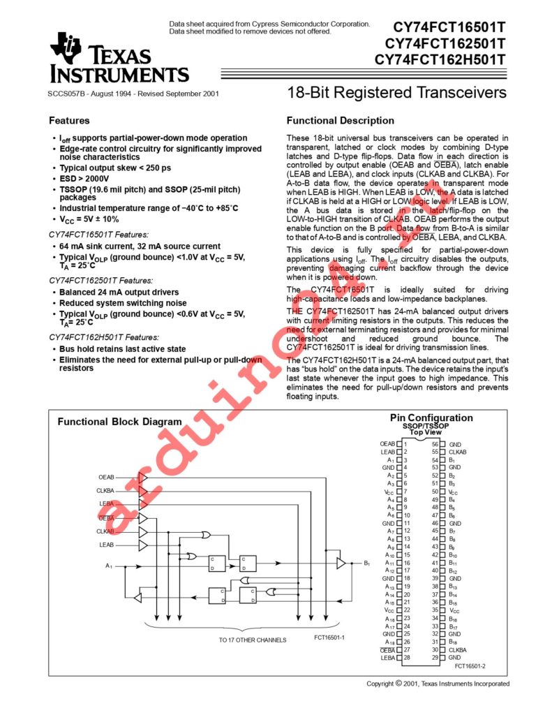 FCT162H501CTPVCTG4 datasheet