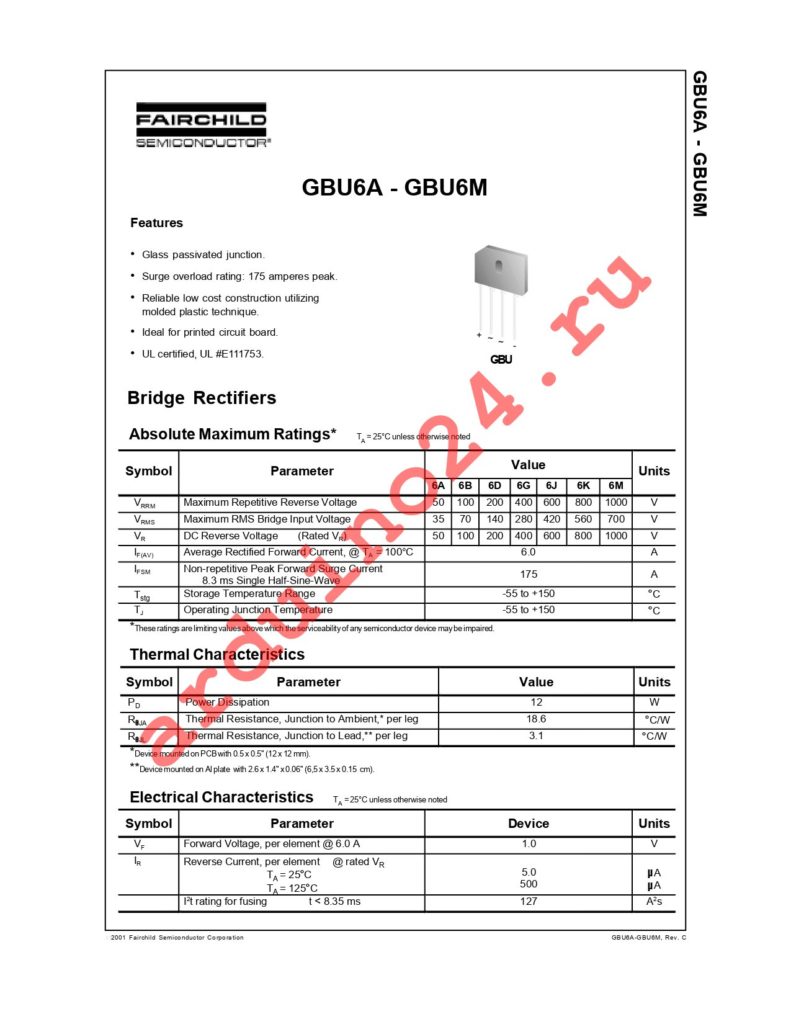 GBU6G datasheet