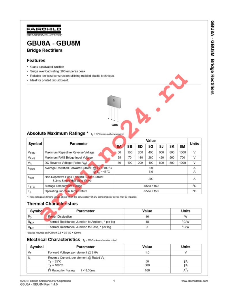 GBU8A datasheet