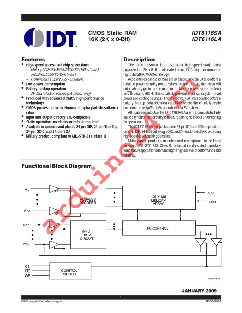 IDT6116LA45SOI8 datasheet