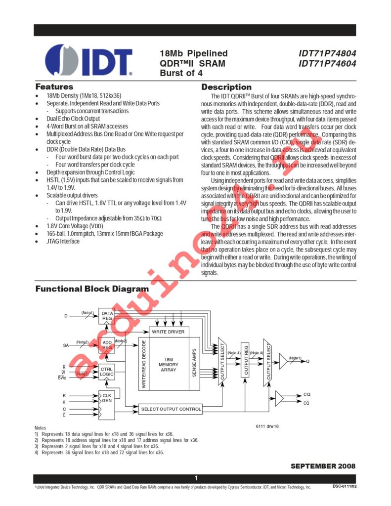 IDT71P74804S200BQ datasheet