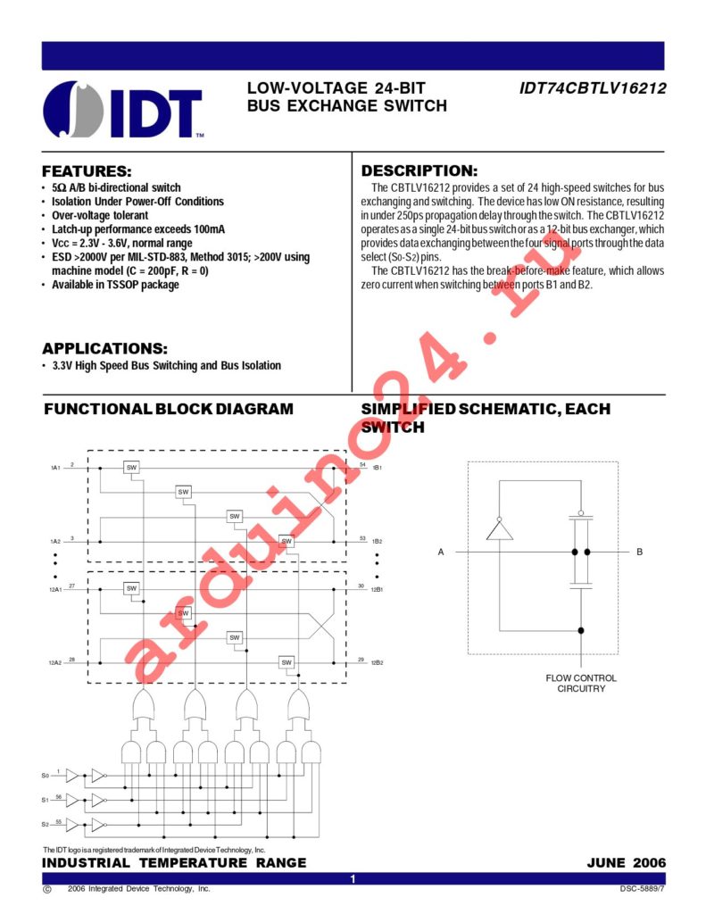 IDT74CBTLV16212PAG datasheet