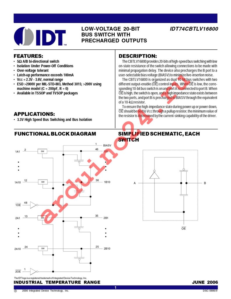 IDT74CBTLV16800PAG datasheet
