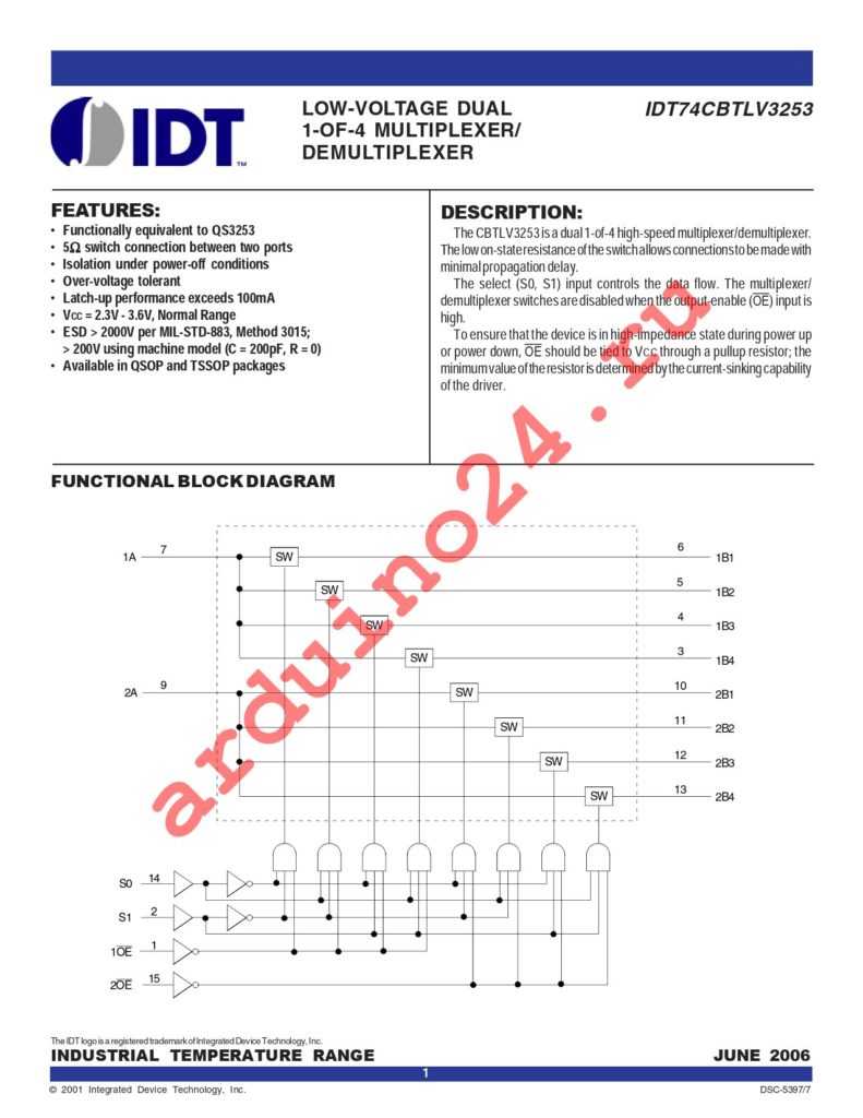 IDT74CBTLV3253PGG datasheet