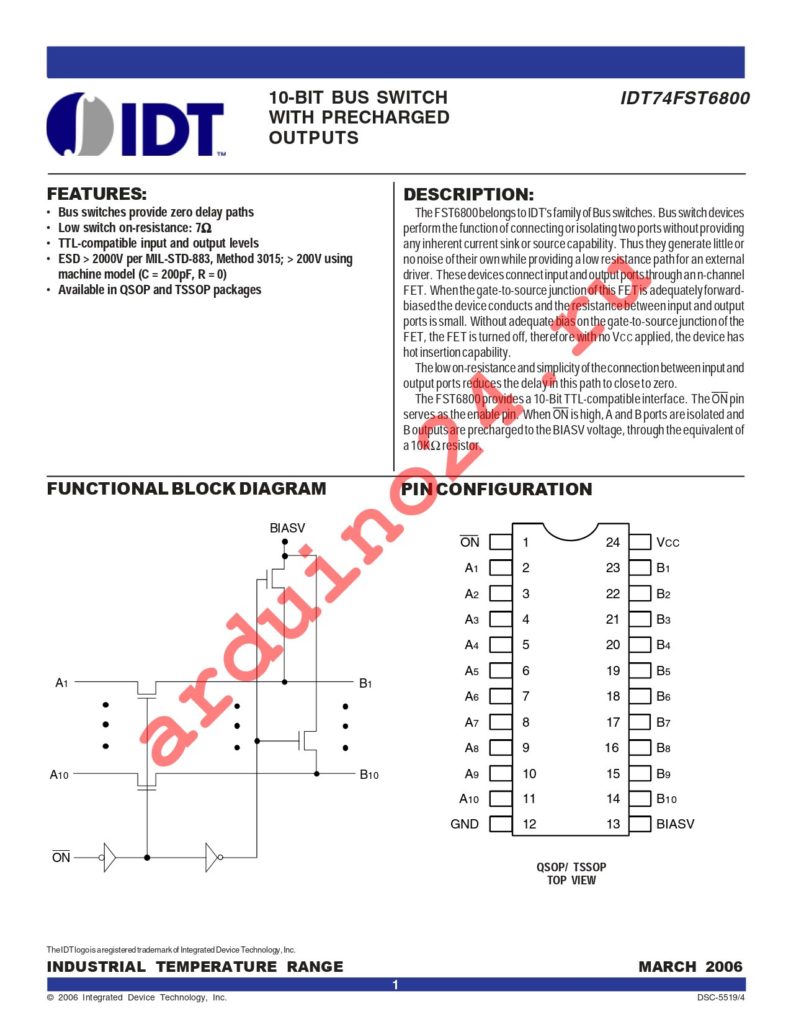 IDT74FST6800PGG datasheet