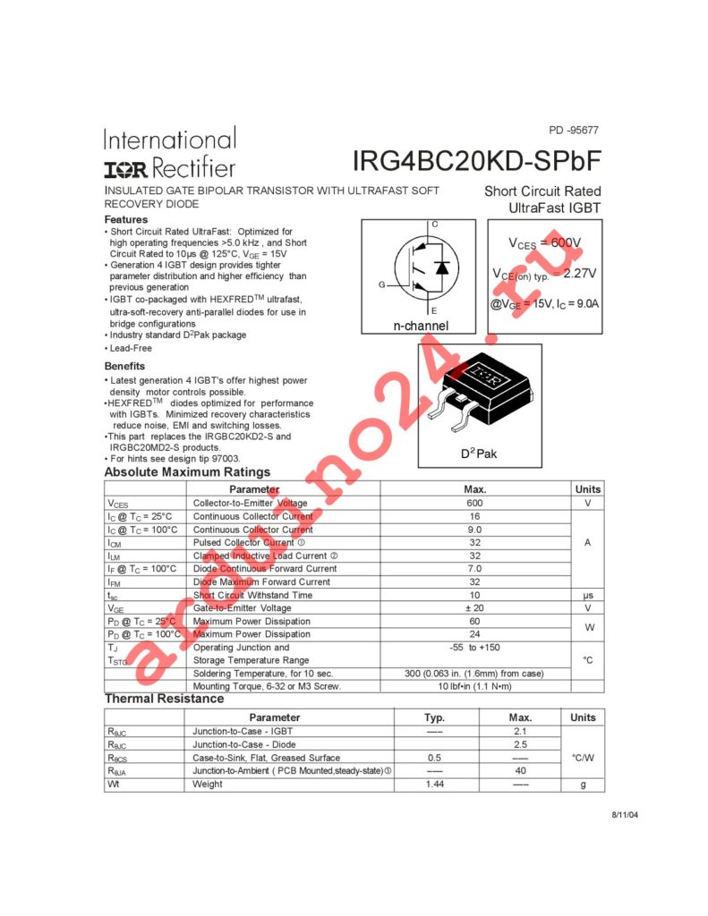 IRG4BC20KD-SPBF datasheet