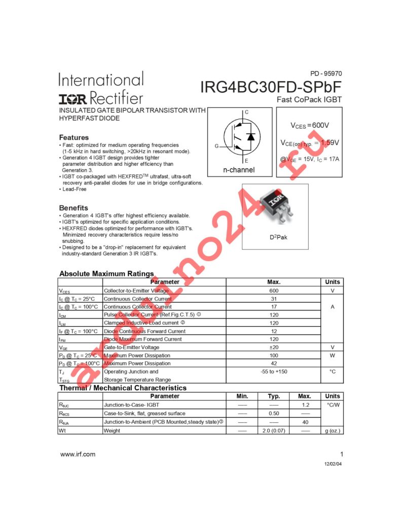 IRG4BC30FD-SPBF datasheet
