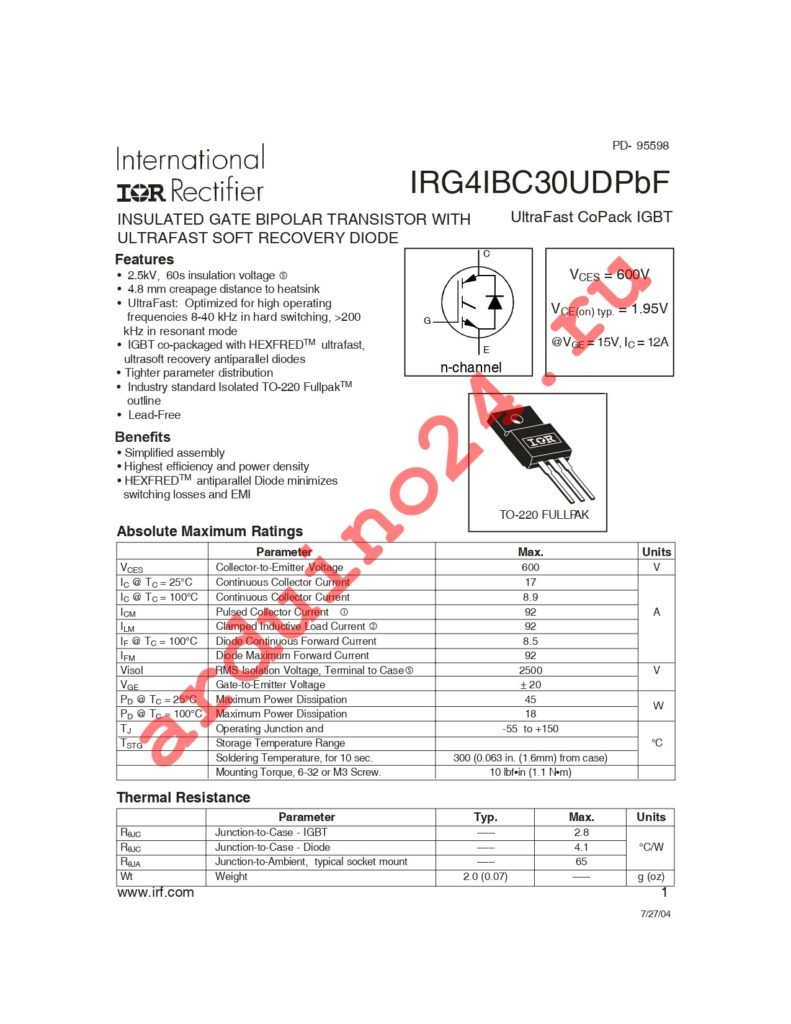 IRG4IBC30UDPBF datasheet