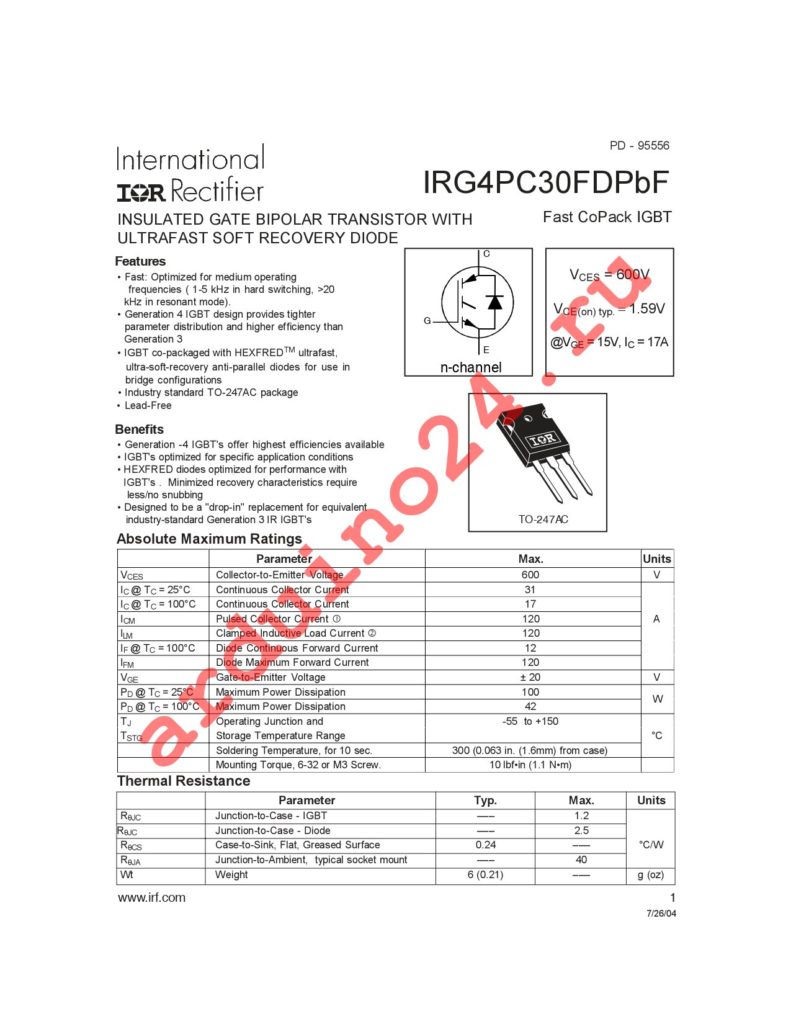 IRG4PC30FDPBF datasheet