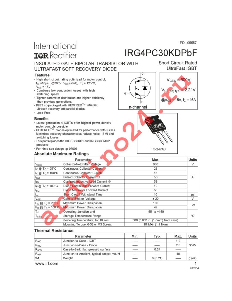 IRG4PC30KDPBF datasheet