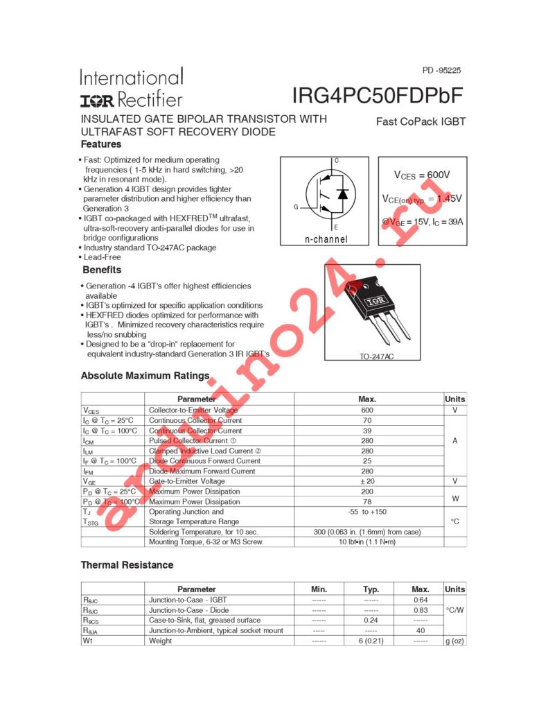 IRG4PC50FDPBF datasheet