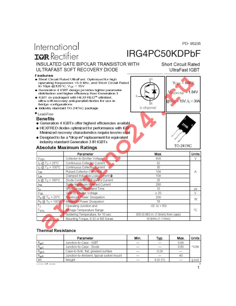 IRG4PC50KDPBF datasheet