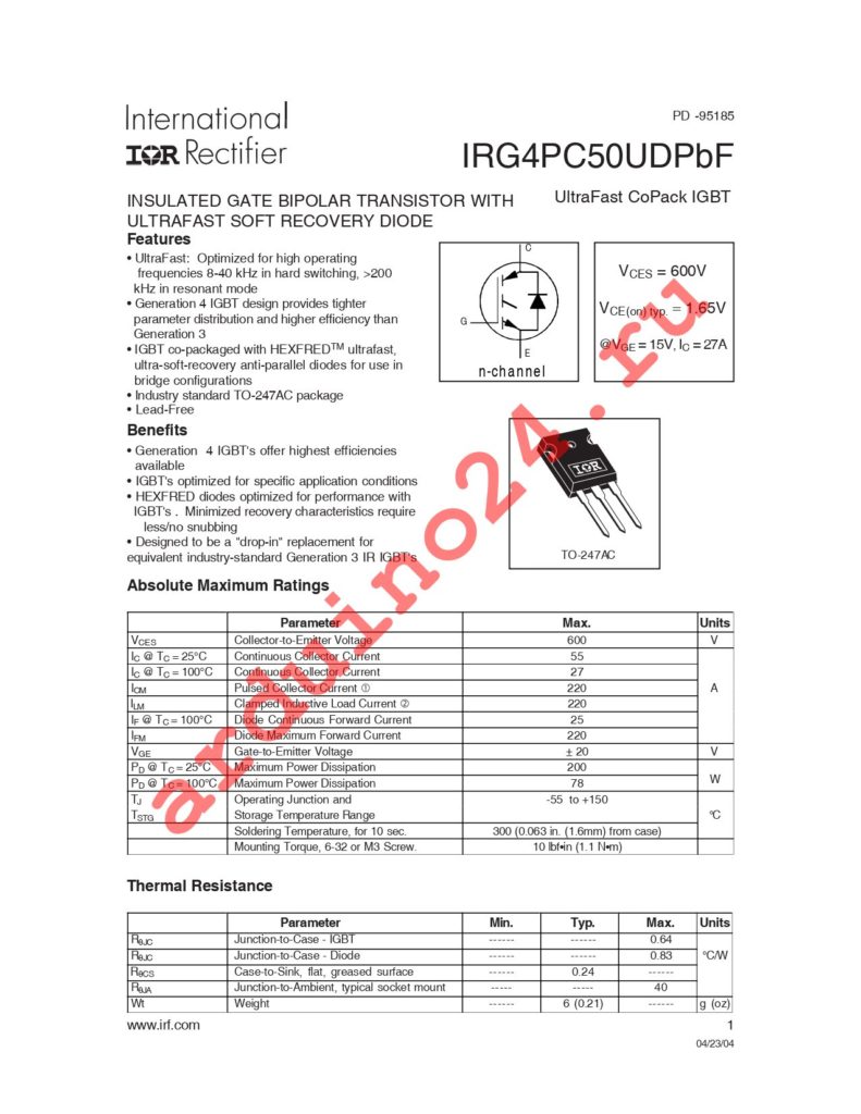 IRG4PC50UD-EPBF datasheet