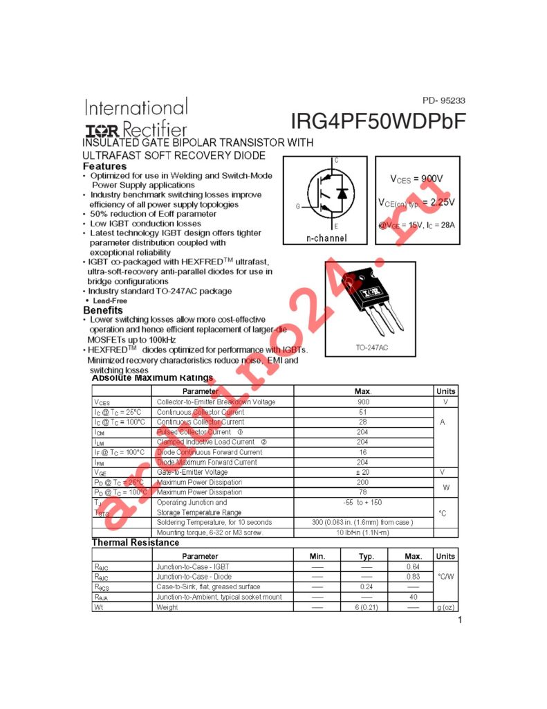 IRG4PF50WDPBF datasheet