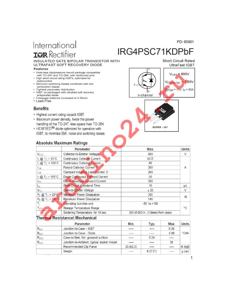 IRG4PSC71KDPBF datasheet