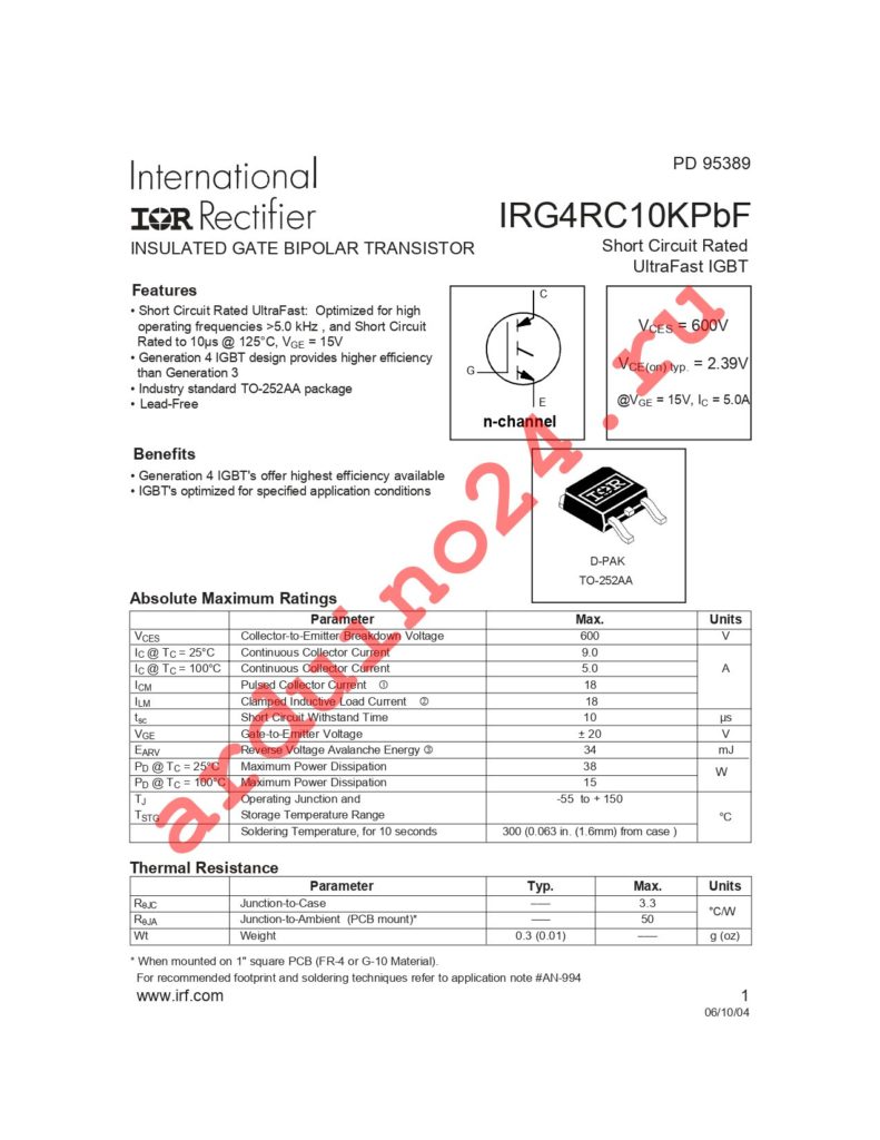 IRG4RC10KPBF datasheet