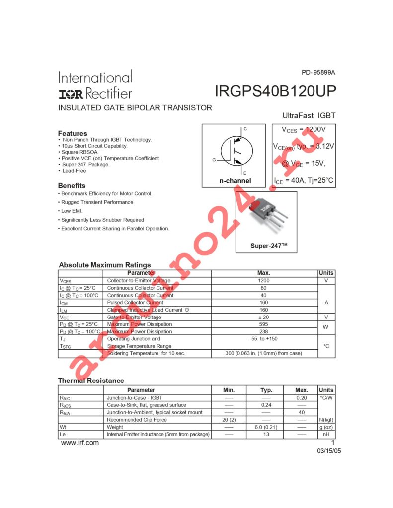 IRGPS40B120UPBF datasheet