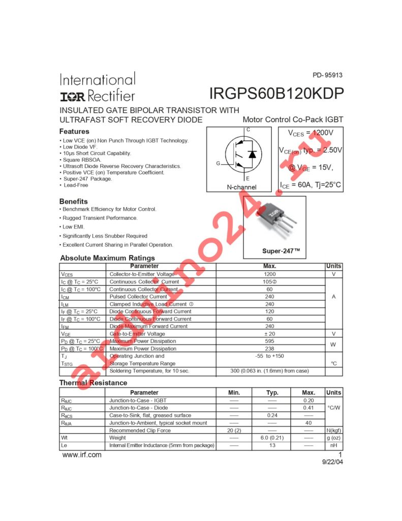 IRGPS60B120KDP datasheet