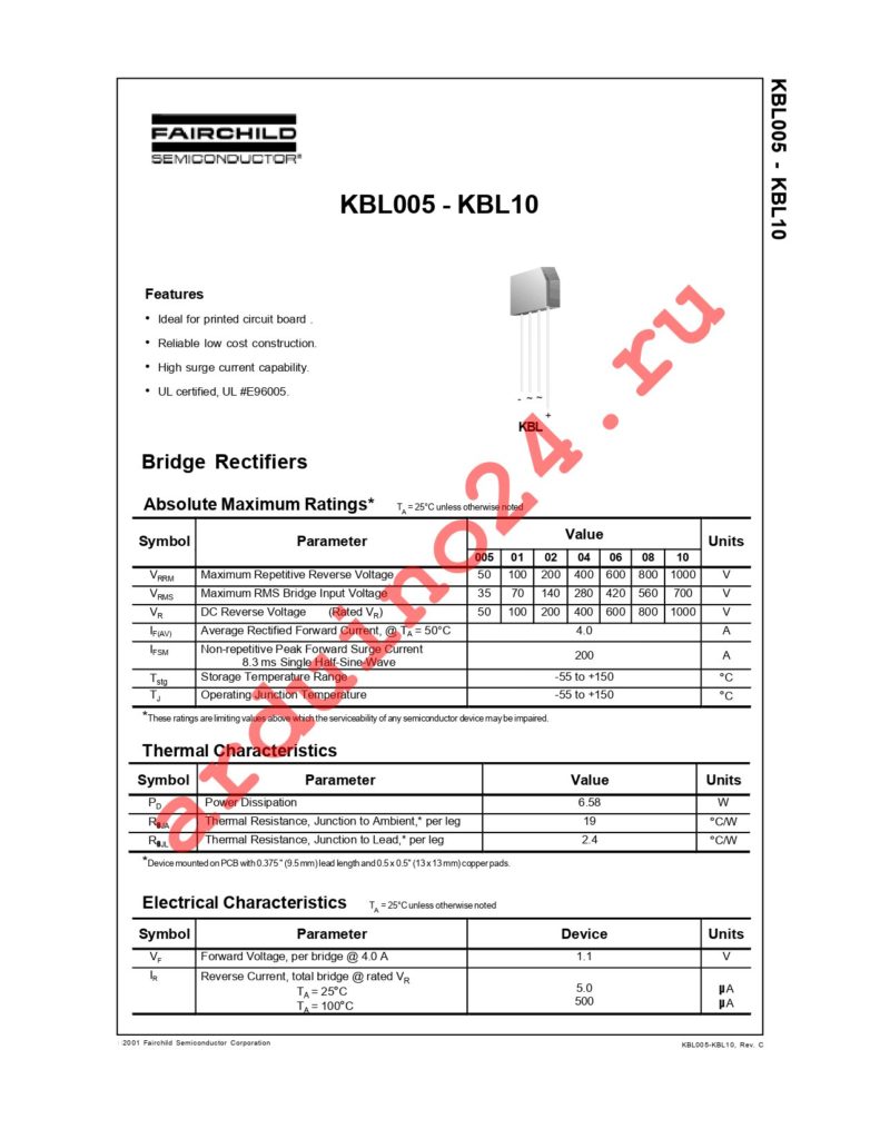 KBL04 datasheet