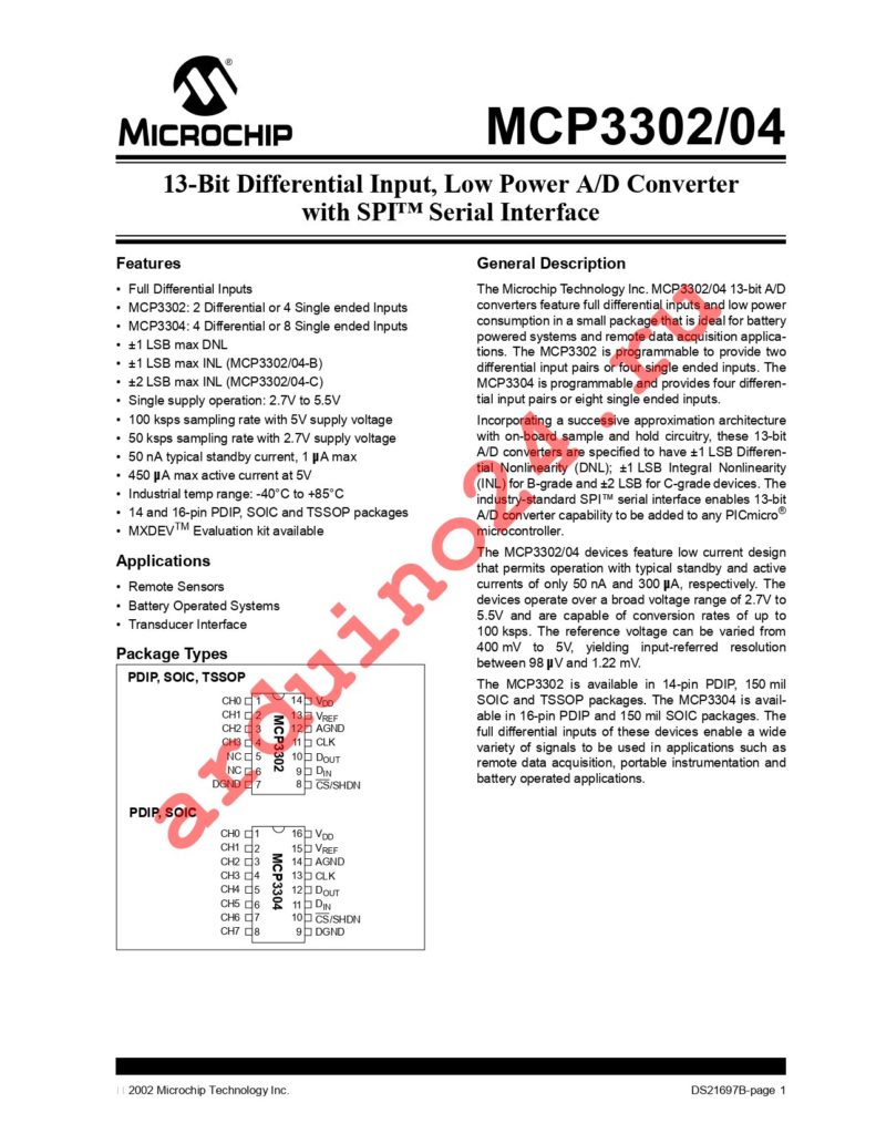MCP3302-CI/ST datasheet