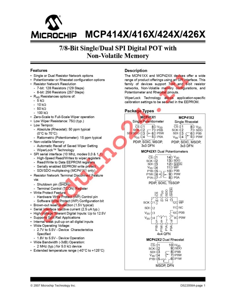 MCP4241T-103E/ST datasheet