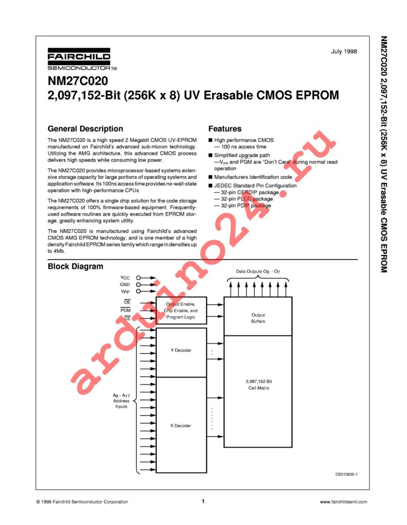 NM27C020V120 datasheet